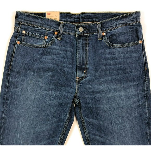 Levis 511 Slim Fit Tapered Leg Mens 36x34 Blue Jeans Distressed Denim Red Tab - Picture 3 of 12